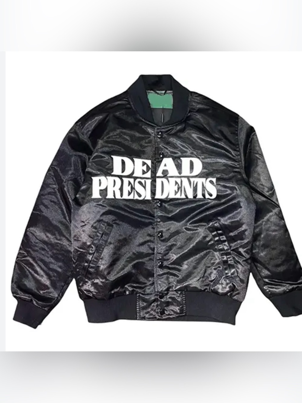 Dead Presidents Black Satin snap Front Bomber Jacket black Big kids XL